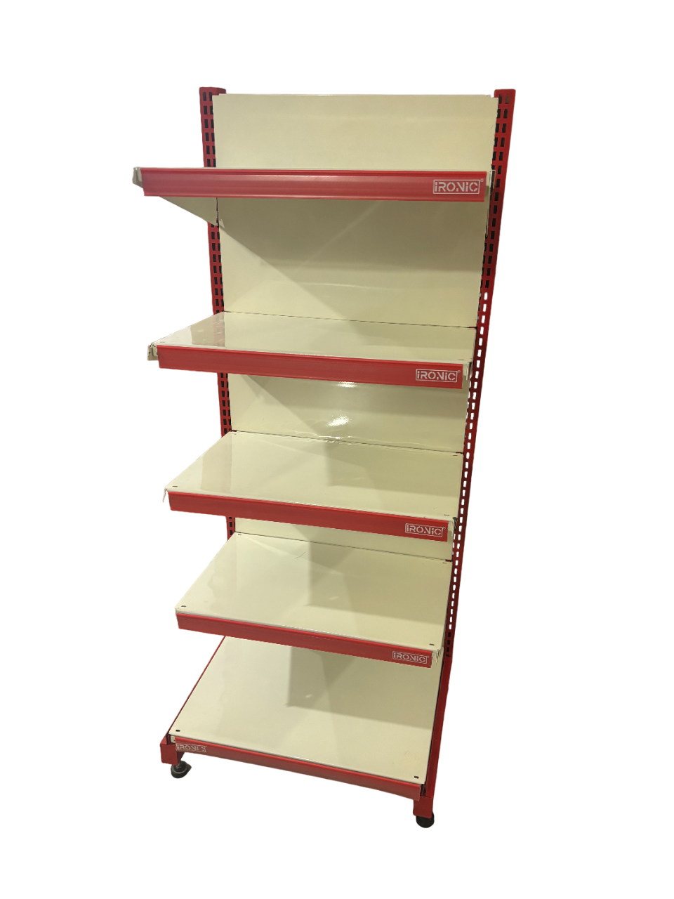 IRONIC Slotted Channel Rack | Grocery Multipurpose Adjustable Iron for Kitchen, Shops and Book Shelf Red & Ivory (Wall Rack 5Feet X 2Feet 5 Shelfs Floor Standing)