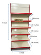 IRONIC Slotted Channel Racks | Grocery Rack | Multipurpose Adjustable Iron Racks for Kitchen, Shops and Book Shelf | RED & Ivory (WALL RACKS 7FEET X 3FEET 6SHELFS)