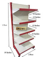 IRONIC Slotted Channel Rack | Grocery Multipurpose Adjustable Iron for Kitchen, Shops and Book Shelf Red & Ivory (Wall Rack 5Feet X 2Feet 5 Shelfs Floor Standing)