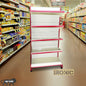 IRONIC Slotted Channel Racks | Grocery Rack | Multipurpose Adjustable Iron Racks for Kitchen, Shops and Book Shelf | RED & Ivory (WALL RACKS 6FEET X 3FEET 5 SHELFS)